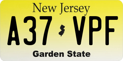 NJ license plate A37VPF