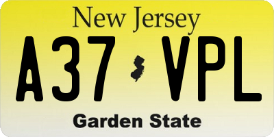 NJ license plate A37VPL