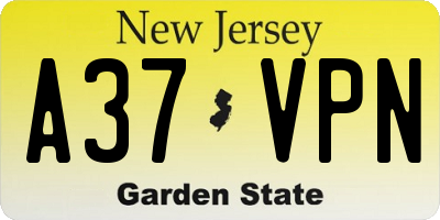 NJ license plate A37VPN