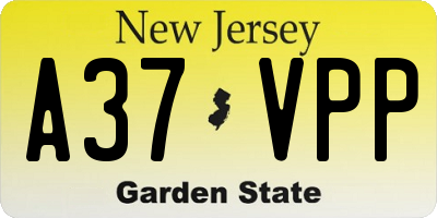 NJ license plate A37VPP