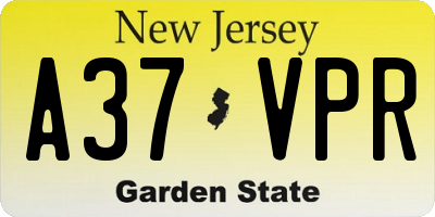 NJ license plate A37VPR
