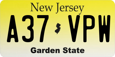 NJ license plate A37VPW