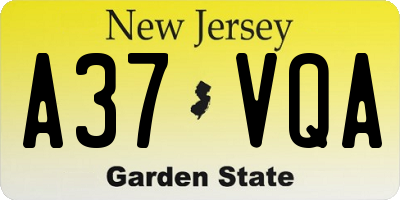 NJ license plate A37VQA
