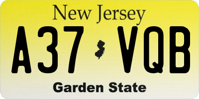 NJ license plate A37VQB