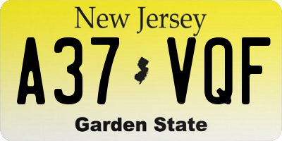 NJ license plate A37VQF