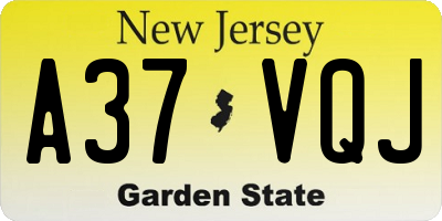 NJ license plate A37VQJ