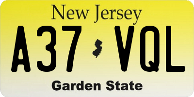 NJ license plate A37VQL