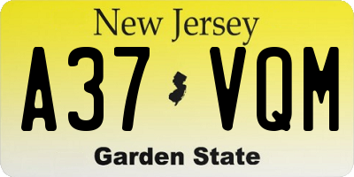 NJ license plate A37VQM