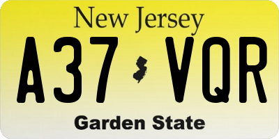 NJ license plate A37VQR