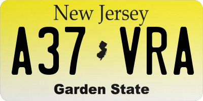 NJ license plate A37VRA