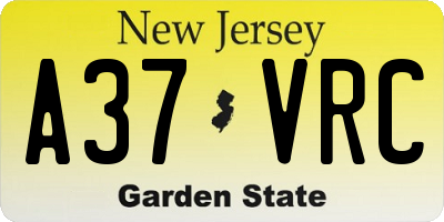 NJ license plate A37VRC