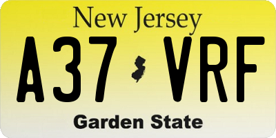 NJ license plate A37VRF