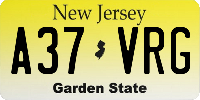 NJ license plate A37VRG