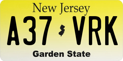 NJ license plate A37VRK