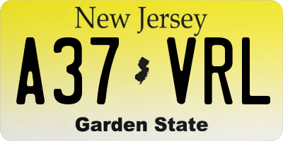 NJ license plate A37VRL