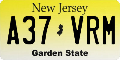 NJ license plate A37VRM