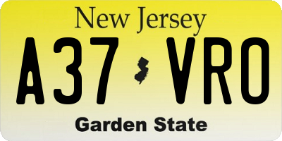 NJ license plate A37VRO