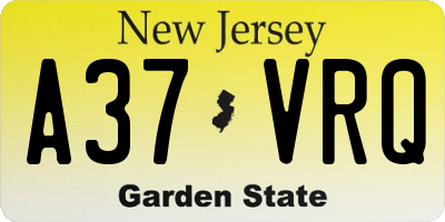 NJ license plate A37VRQ