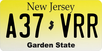 NJ license plate A37VRR