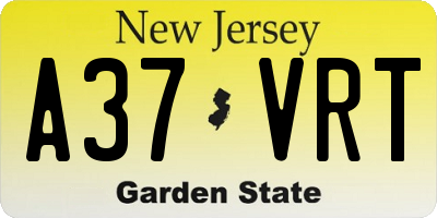 NJ license plate A37VRT