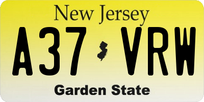 NJ license plate A37VRW