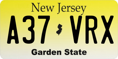 NJ license plate A37VRX