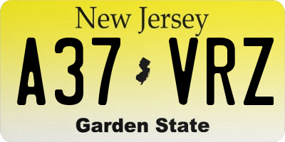 NJ license plate A37VRZ