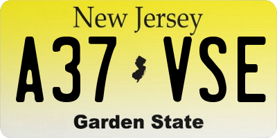 NJ license plate A37VSE