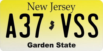 NJ license plate A37VSS