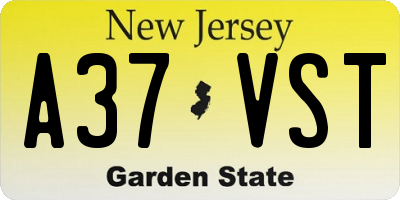 NJ license plate A37VST
