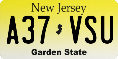 NJ license plate A37VSU