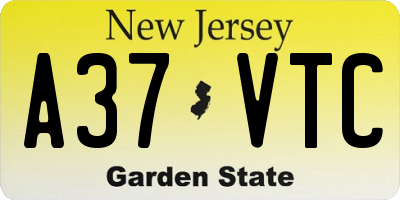 NJ license plate A37VTC