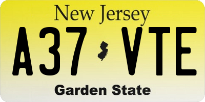 NJ license plate A37VTE