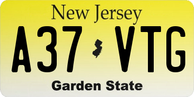 NJ license plate A37VTG