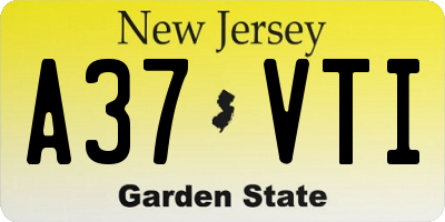 NJ license plate A37VTI
