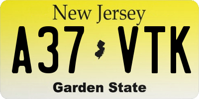 NJ license plate A37VTK