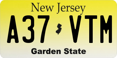 NJ license plate A37VTM