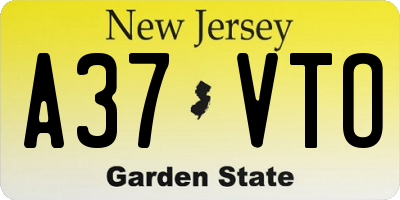 NJ license plate A37VTO