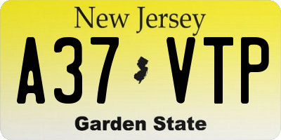 NJ license plate A37VTP