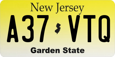 NJ license plate A37VTQ