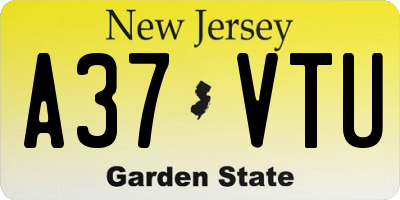 NJ license plate A37VTU