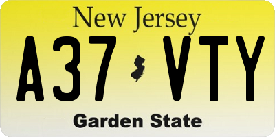 NJ license plate A37VTY