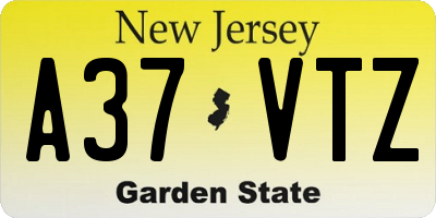 NJ license plate A37VTZ
