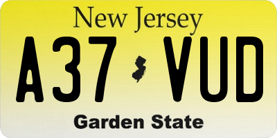 NJ license plate A37VUD
