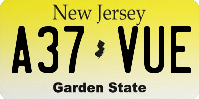NJ license plate A37VUE