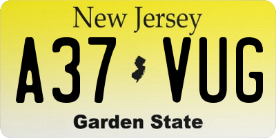 NJ license plate A37VUG