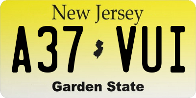 NJ license plate A37VUI
