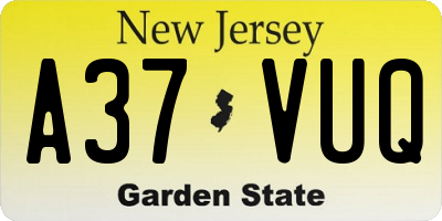 NJ license plate A37VUQ