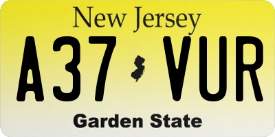 NJ license plate A37VUR