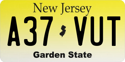 NJ license plate A37VUT
